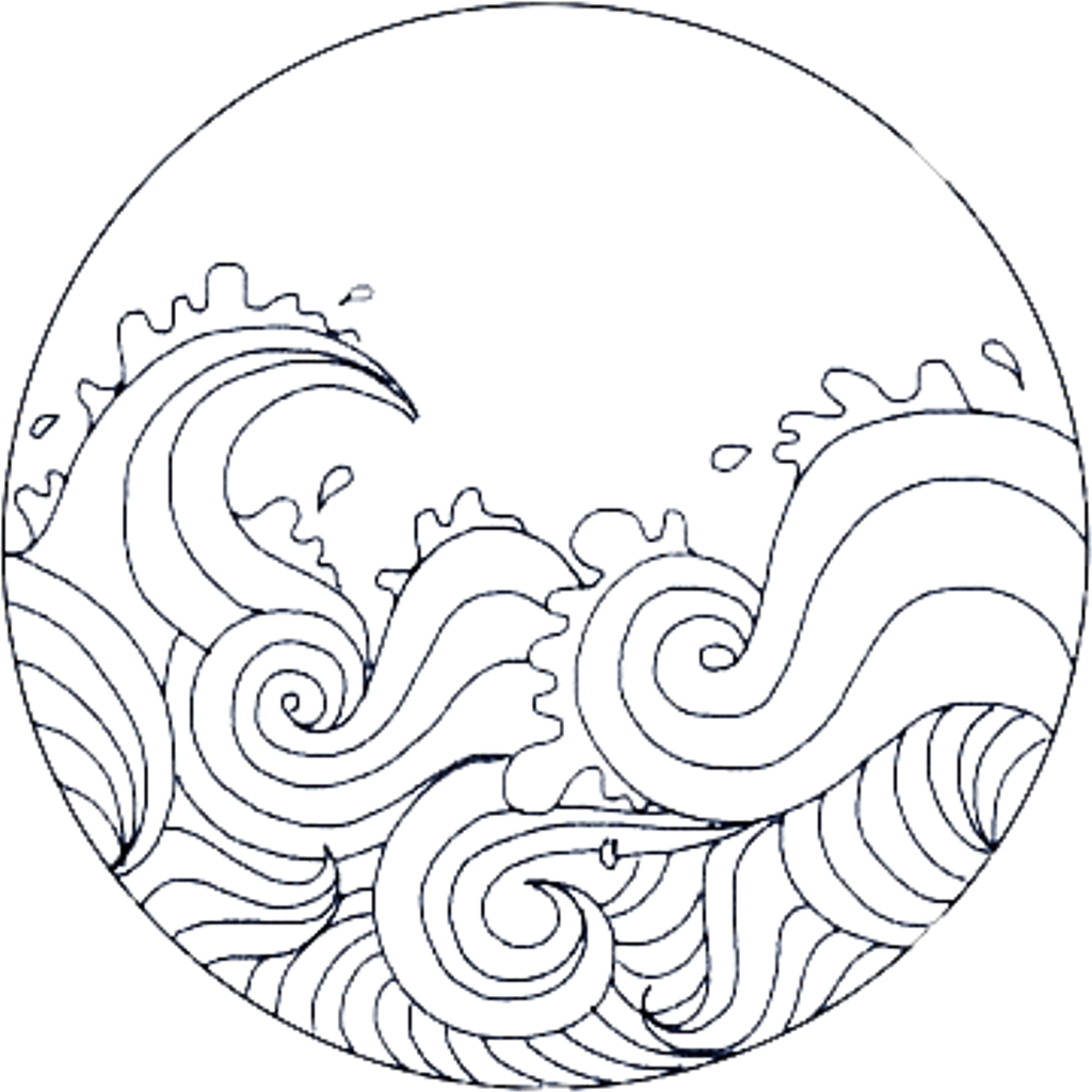 Cute Circle Overlay Remixit Waves Sea Frame Circleframe - Waves Tumblr Drawing (1024x1024), Png Download