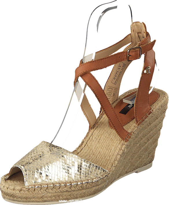 Replay Houma Gold 55289-00 Womens Leather Rubber, Synthetic - High Heels (584x705), Png Download