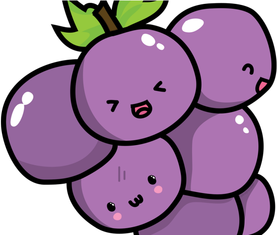 Grapes Clipart Kawaii - Chibi Grape (640x480), Png Download