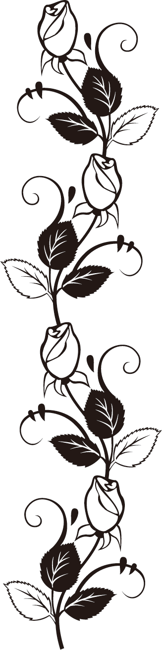 Bara0225 - Black And White Flowers/stripes Shower Curtain (327x1311), Png Download
