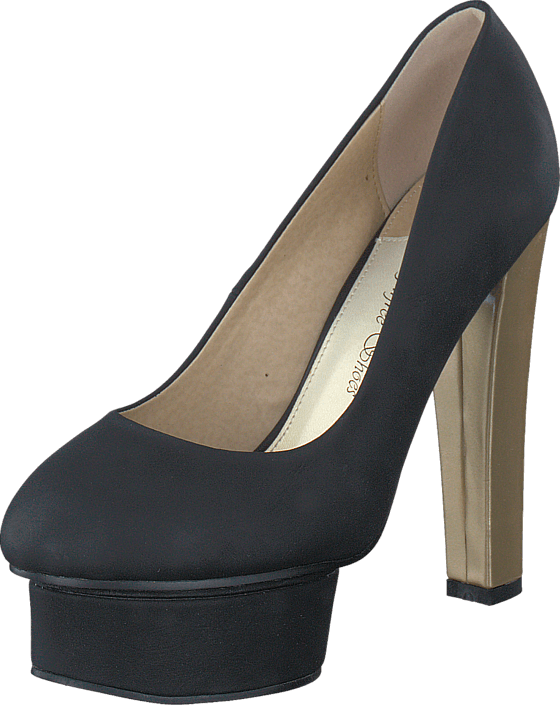 Marica Black / Gold - Sugarfree Shoes Marica Black / Gold, Shoes, Heels, (560x705), Png Download