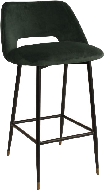 Velvet Dark Green Bar Stool - Square Iron Bar Stool (666x722), Png Download