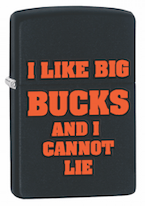 Zippo I Like Big Bucks Black Matte (1500x850), Png Download