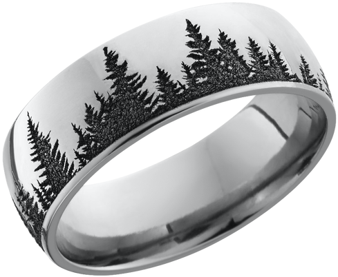 Lashbrook Cobalt Chrome 8mm Domed Band With Laser Carved (500x425), Png Download