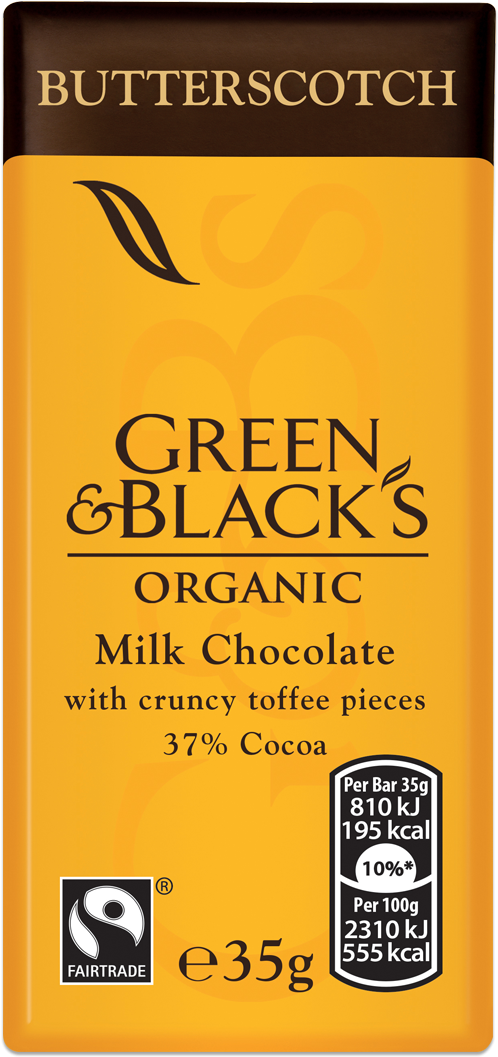 G&b's Butterscotch 35g Bar - Green And Blacks Salted Caramel (1200x1200), Png Download