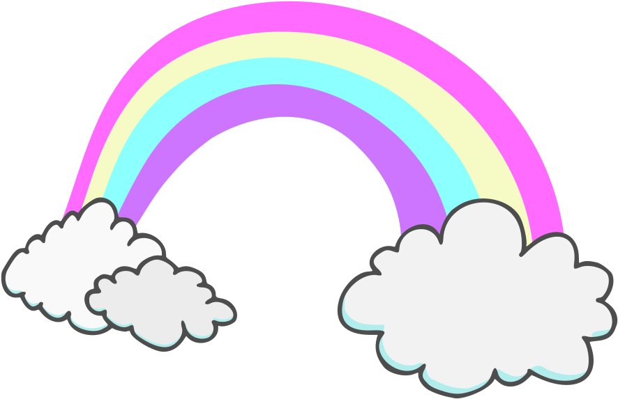 Rainbow With Clouds Vector - Clip Art (1000x677), Png Download