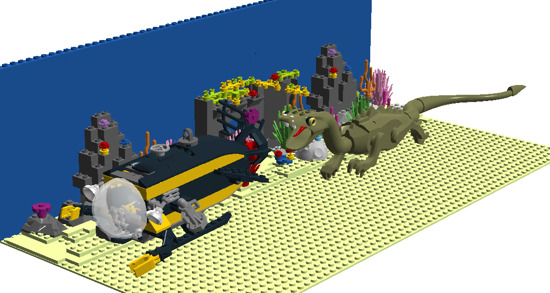 Submarine With Sea Monster - Lego Sea Monster Set (1126x600), Png Download