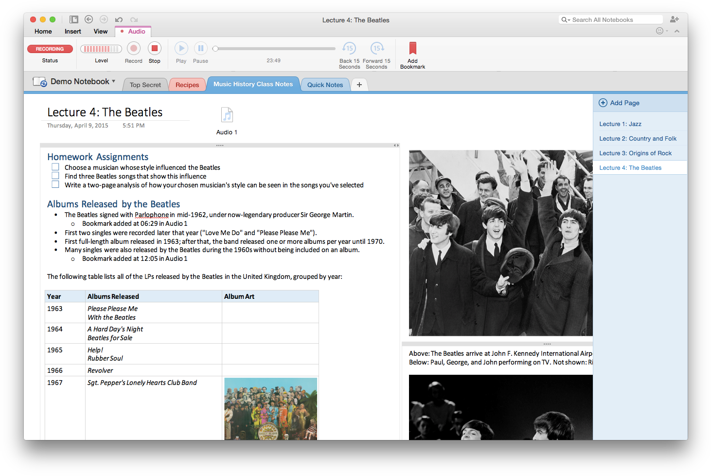 Audio Recording Comes To Onenote For Mac - Music Of The Beatles (1477x989), Png Download