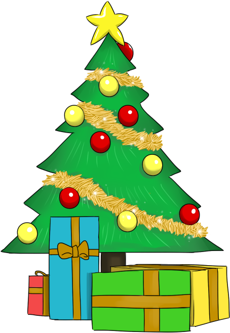 Christmas Tree With Presents Clipart - Christmas Tree Clipart Transparent Background (528x718), Png Download