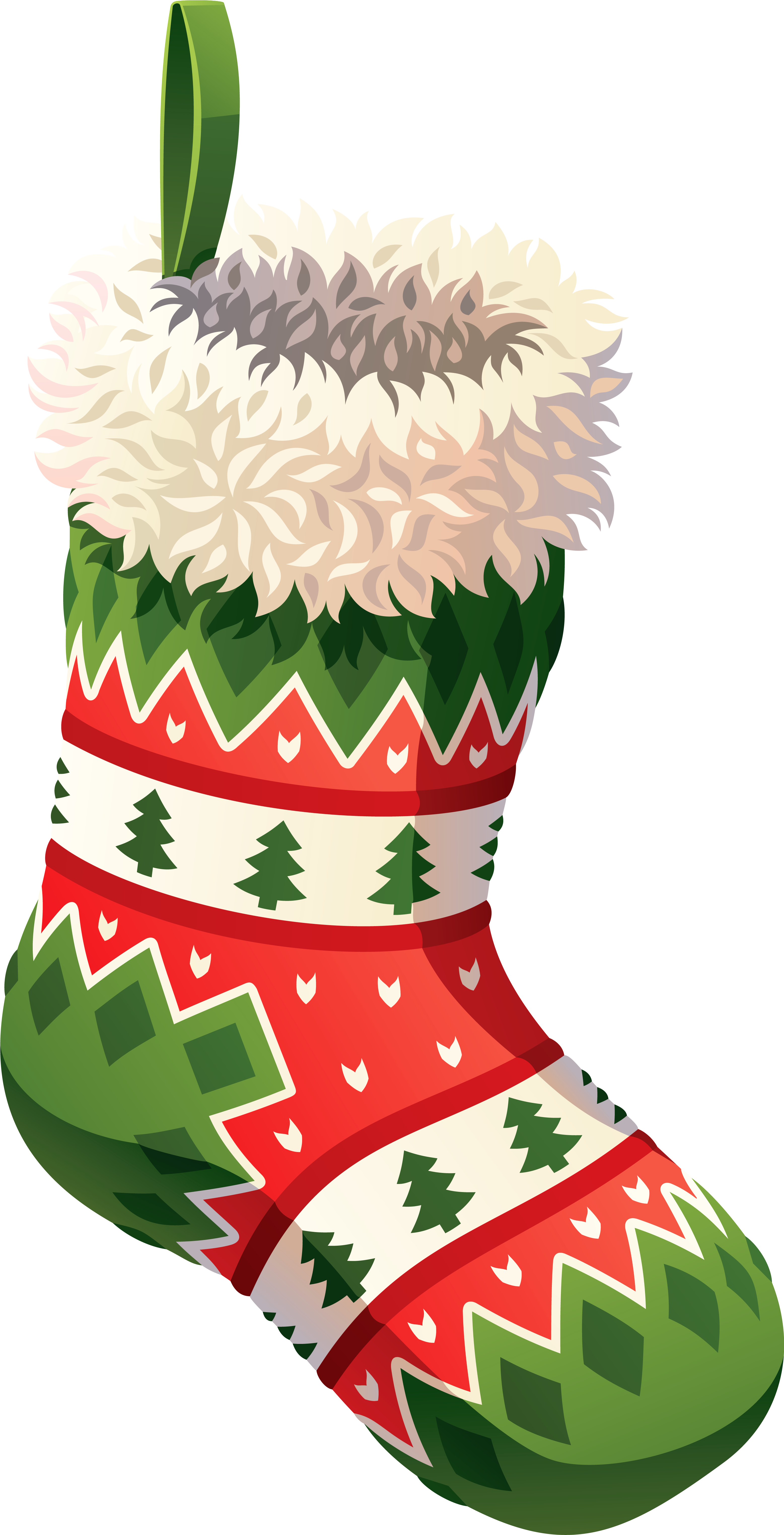 Christmas Stockings Clipart Png (3389x6218), Png Download