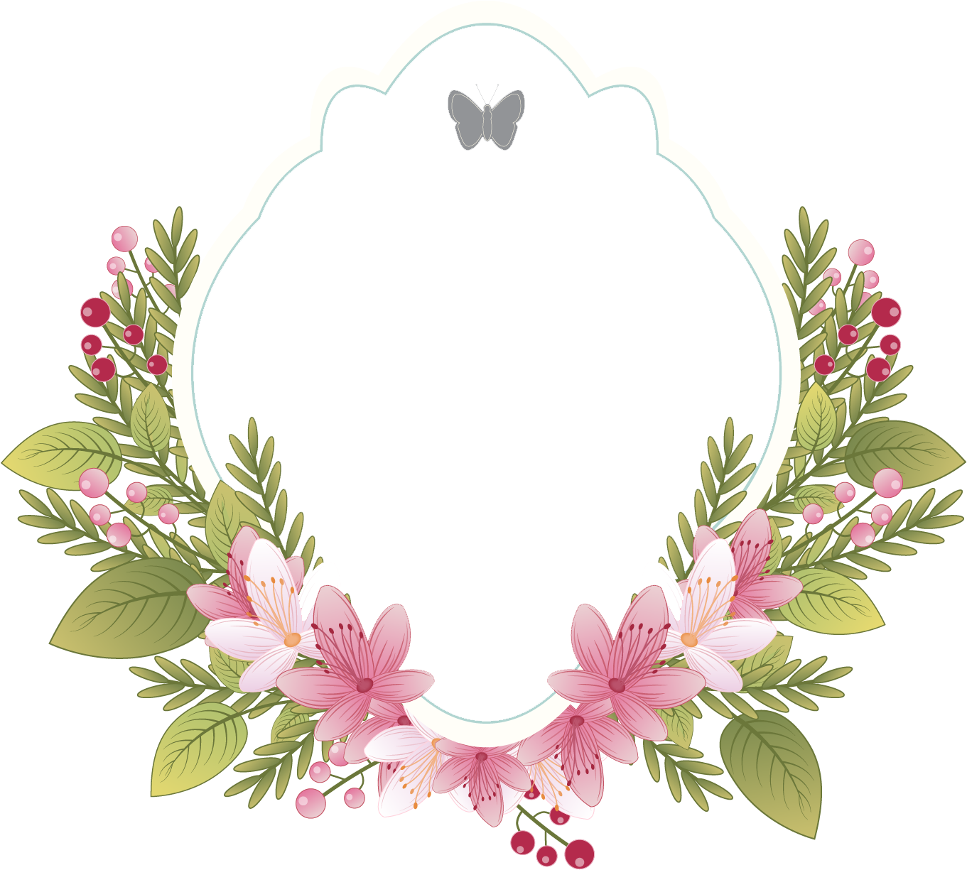 Flower Clothing Picture Wedding - Frame Vintage Flower Png (1367x1667), Png Download