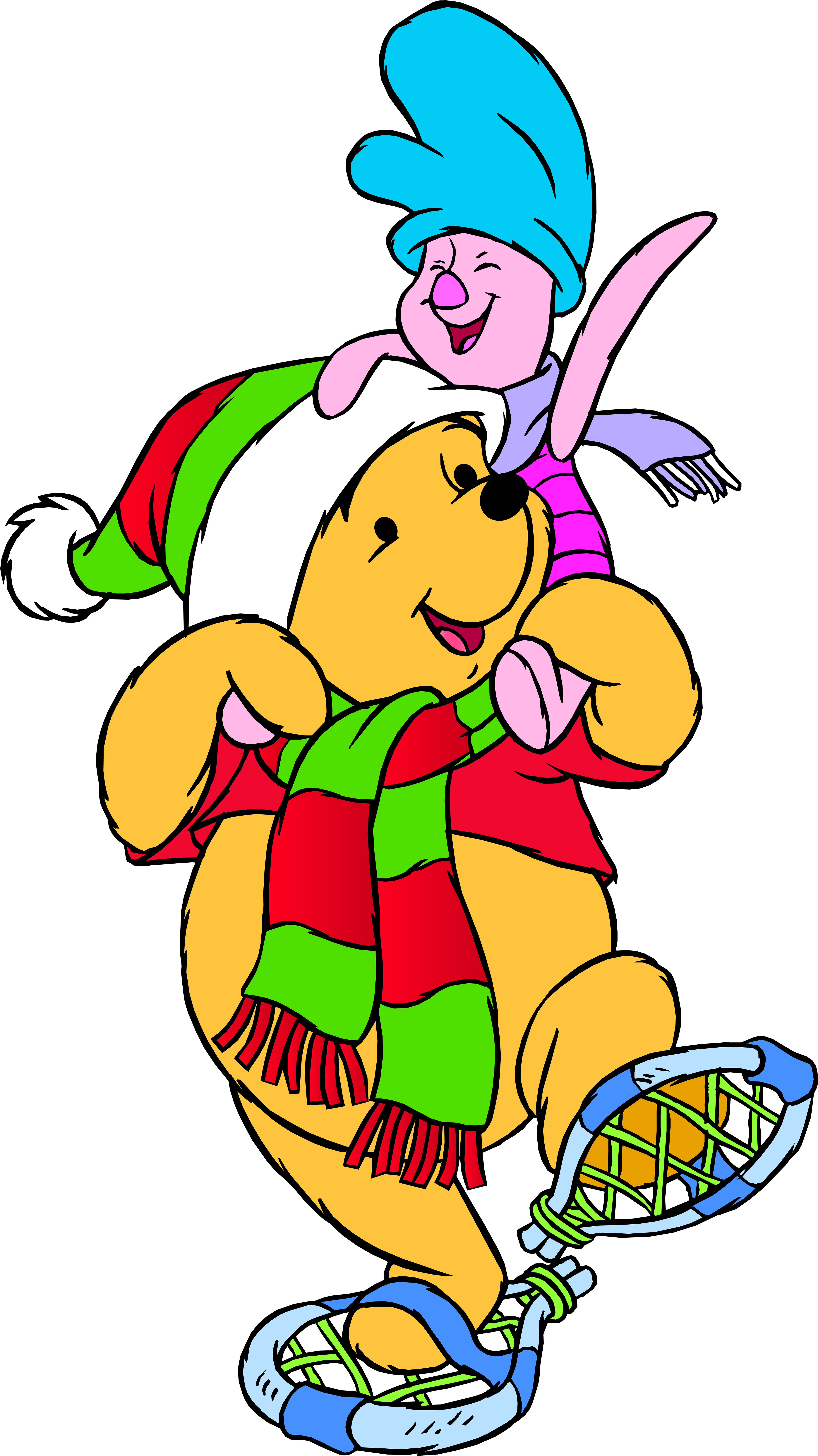 Winnie The Pooh And Piglet Winter Png Clip Art - Winnie The Pooh Characters Winter (4586x8000), Png Download