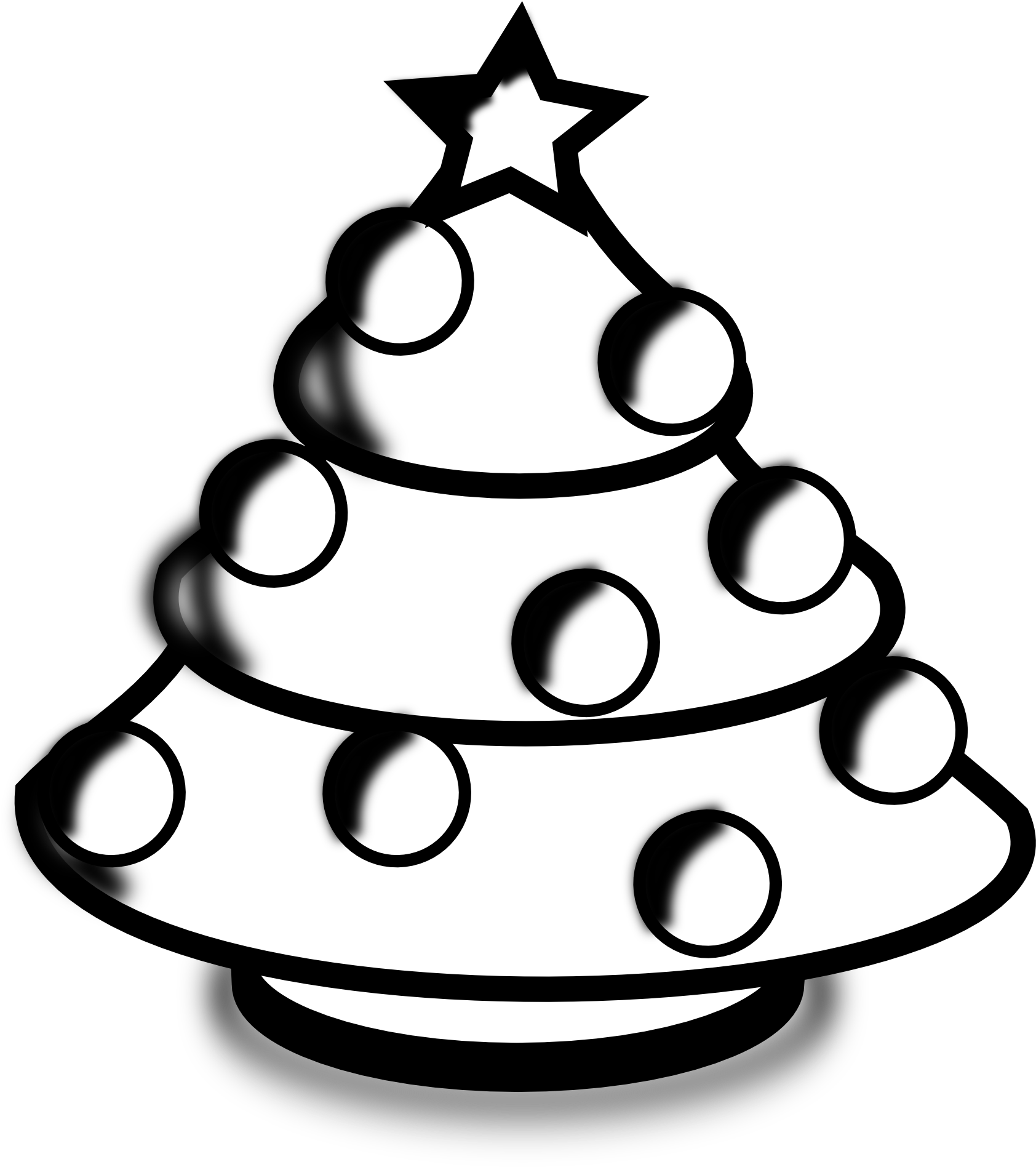 Squirrel In Tree Clipart Black And White - Christmas Black And White Drawn (1979x1979), Png Download
