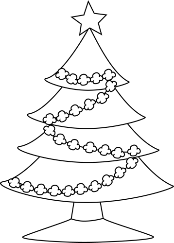 Christmas Tree Black And White Black And White Popcorn - Christmas Tree White Black (358x500), Png Download