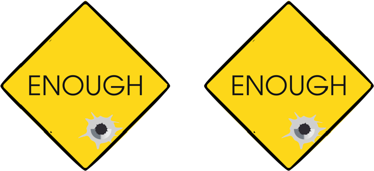 #enough Yellow Diamond Shaped Earrings With Bullet - Traffic Sign (734x336), Png Download