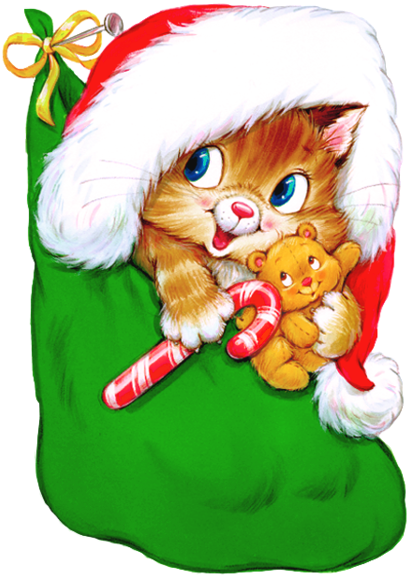 Transparent Kitten With Candy Cane - Good Morning Christmas Blingee (415x600), Png Download