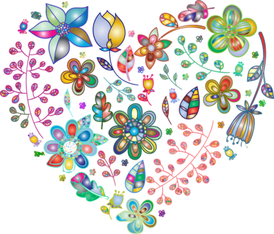 Computer Icons Psychedelia Psychedelic Art - Floral Heart No Background (397x340), Png Download