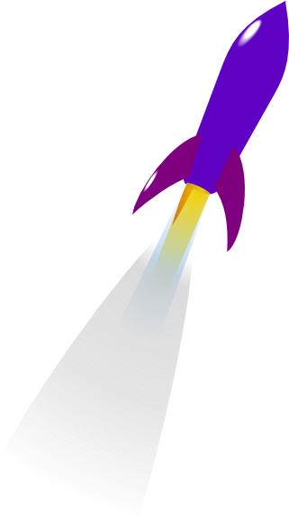 Rocket Clipart Purple - Rocket Launching Gif Cartoon (330x598), Png Download