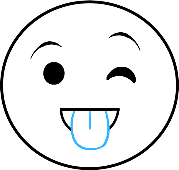 How To Draw Tongue Out Emoji - Drawing (680x678), Png Download