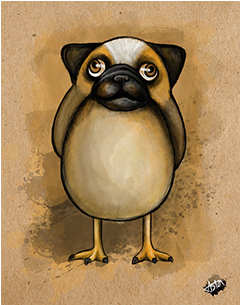 Porg Pug Print 11″ X 14″ - Pug (400x304), Png Download
