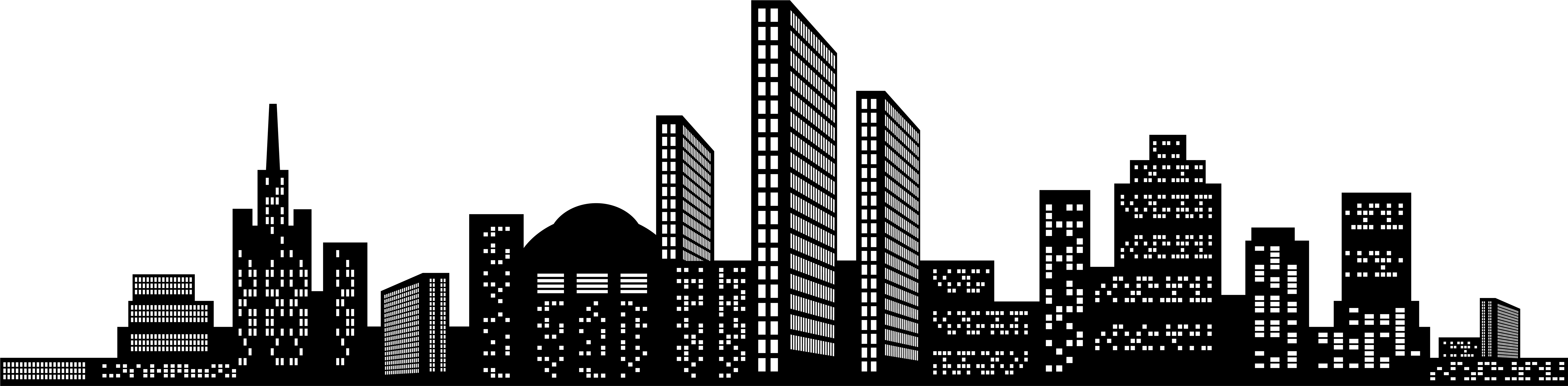 Cityscape Silhouette Clip Art Png Image - Cityscape Silhouette Transparent Background (8000x2049), Png Download