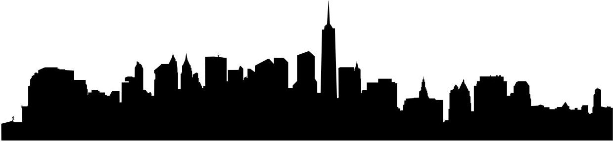 New York City - Transparent City Skyline Silhouette (1239x290), Png Download