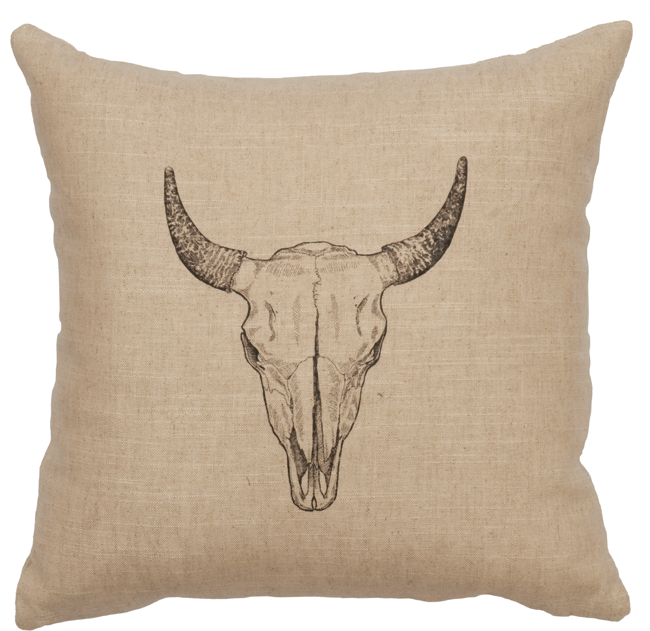 Bull Skull - Pillow 16x16-bull Skull- Natural, Throw Pillows, (2500x2500), Png Download