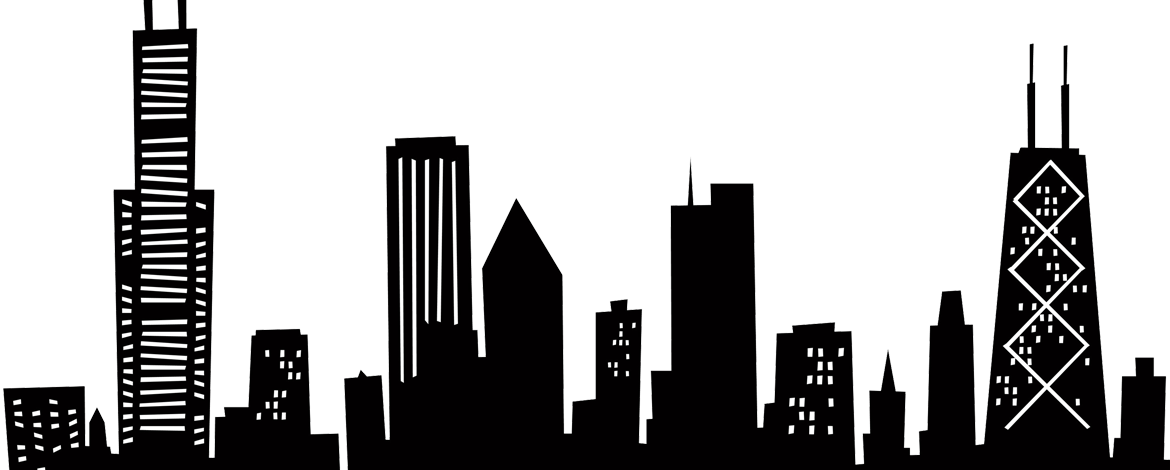 Chicago Skyline Silhouette At Getdrawings - City Of Chicago Skyline Silhouette (1170x470), Png Download