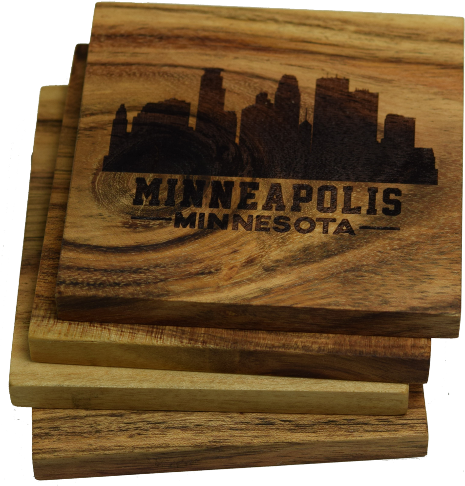 Minneapolis Minnesota Skyline Coasters - Prestige Decanters Minneapolis Minnesota Skyline Coasters (993x1024), Png Download