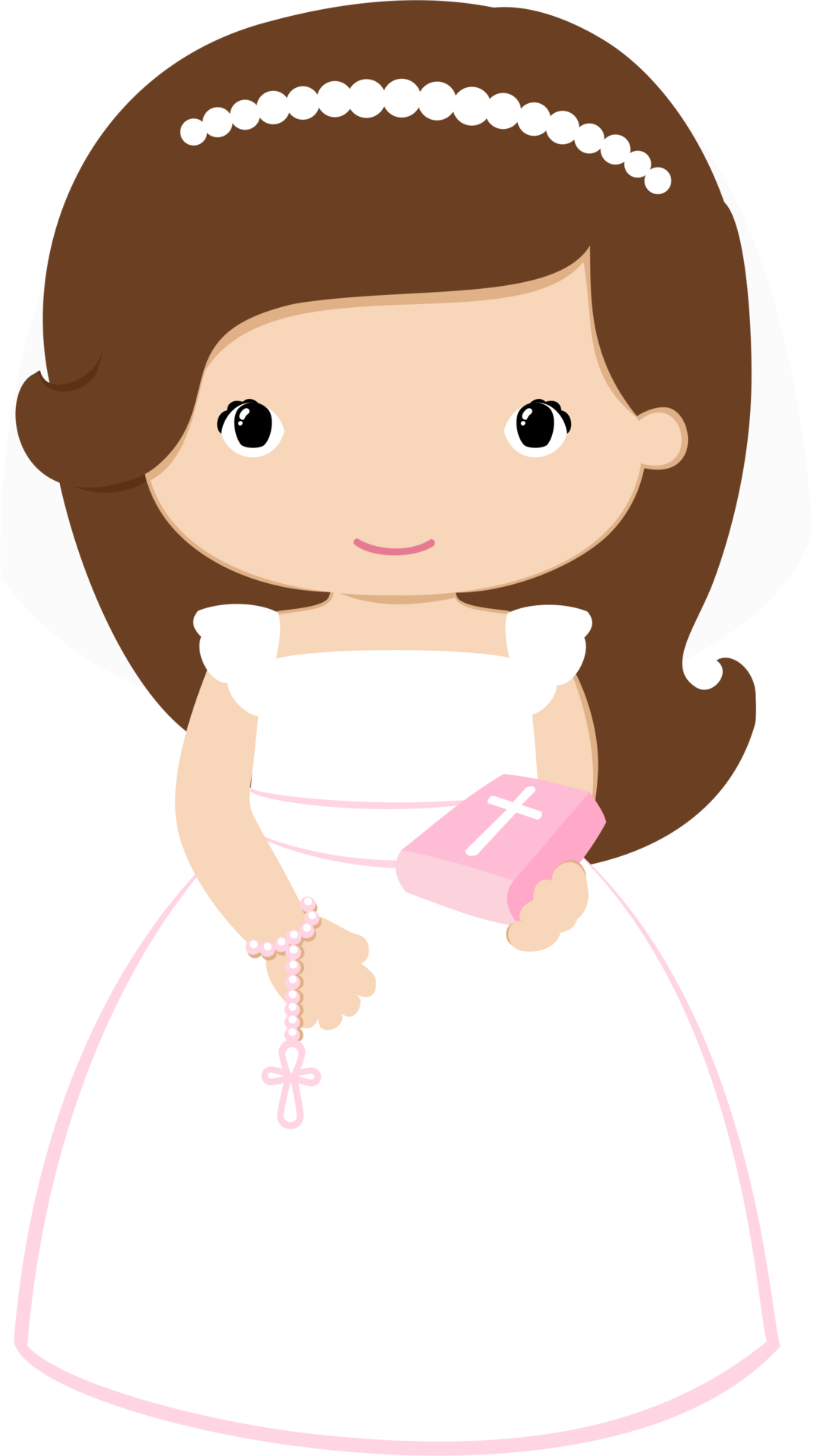 Communion Clipart Baptism - Clipart Communion Girl Png Wave Hair (1072x1920), Png Download