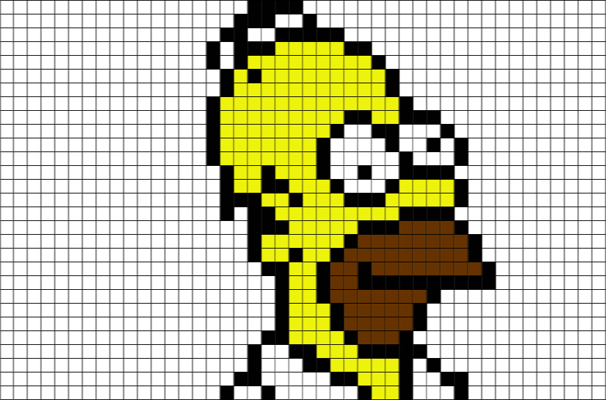Pixel Art Homer Simpson (880x581), Png Download