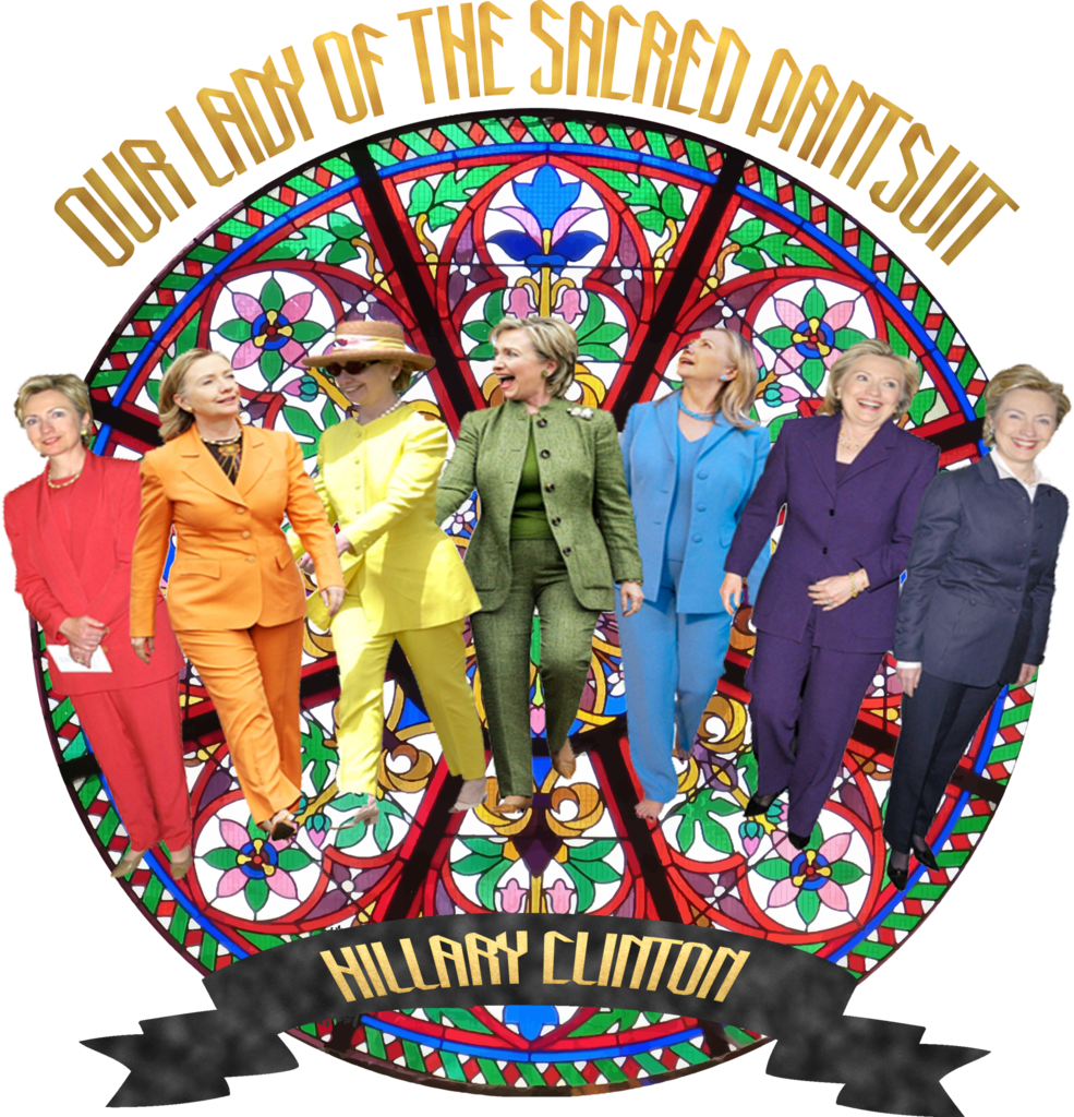 Hillary Clinton Sticker - Our Lady Of The Sacred Pantsuit (985x1024), Png Download