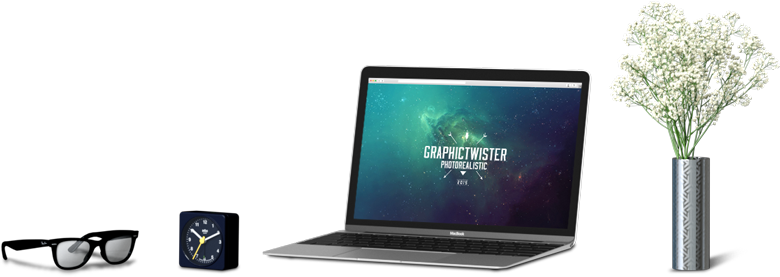 Workspace Mockup With Four Separate Accessories - Netbook (780x277), Png Download