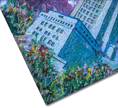 Impressionistic Brush Strokes Used To Depict Trees - Skyscraper (400x367), Png Download