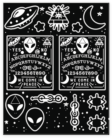 Occult Alien Ouija Board - Goth Stickers (484x484), Png Download