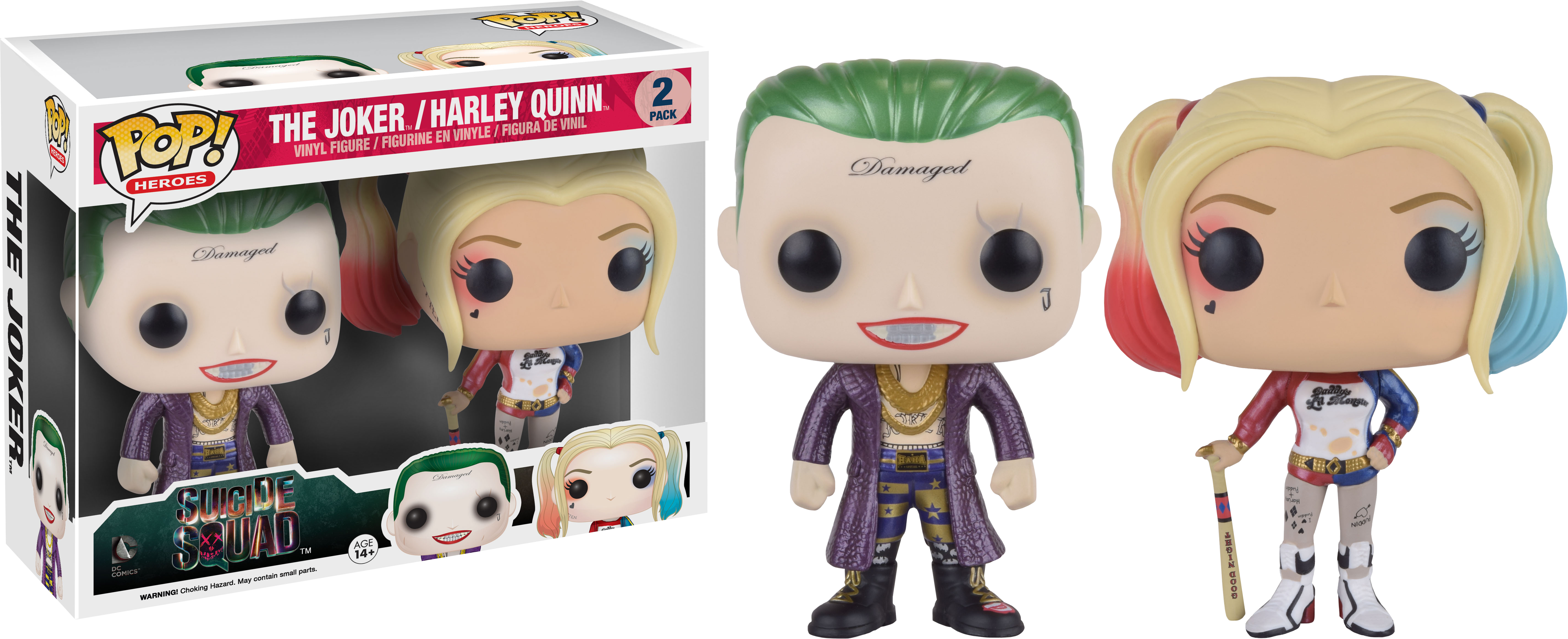 Metallic Joker & Harley Quinn Pop Vinyl Figure 2-pack - Figurine Pop Harley Quinn Et Joker (5703x2326), Png Download