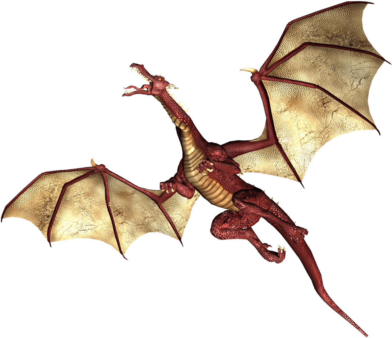 Download - Dragon Flying Transparent (1280x1144), Png Download