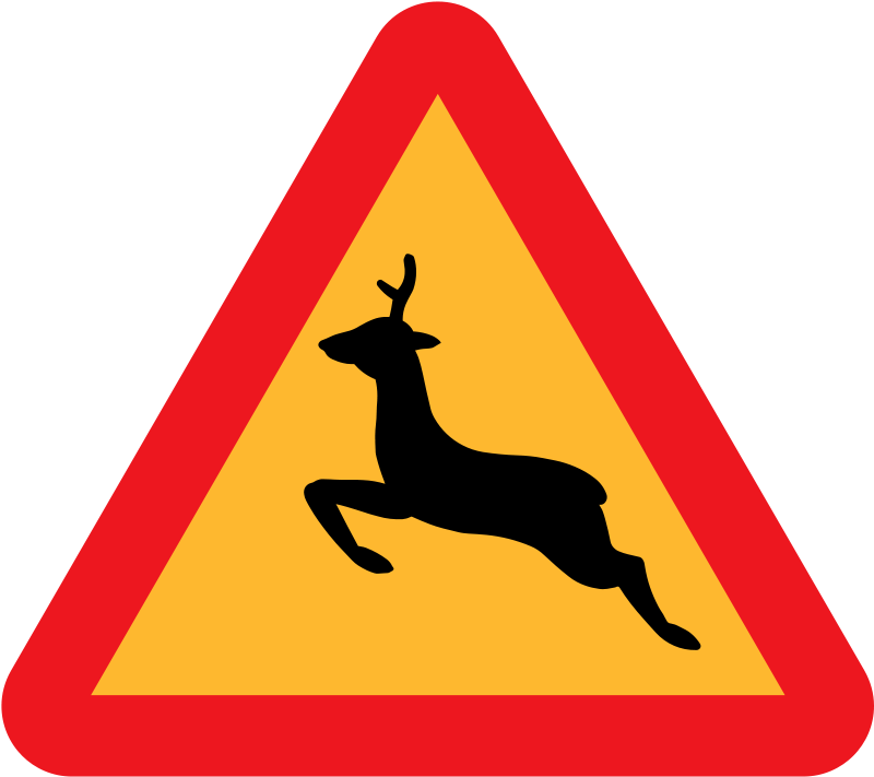 Warning Deer Roadsign - Manche A Air Panneau (456x405), Png Download