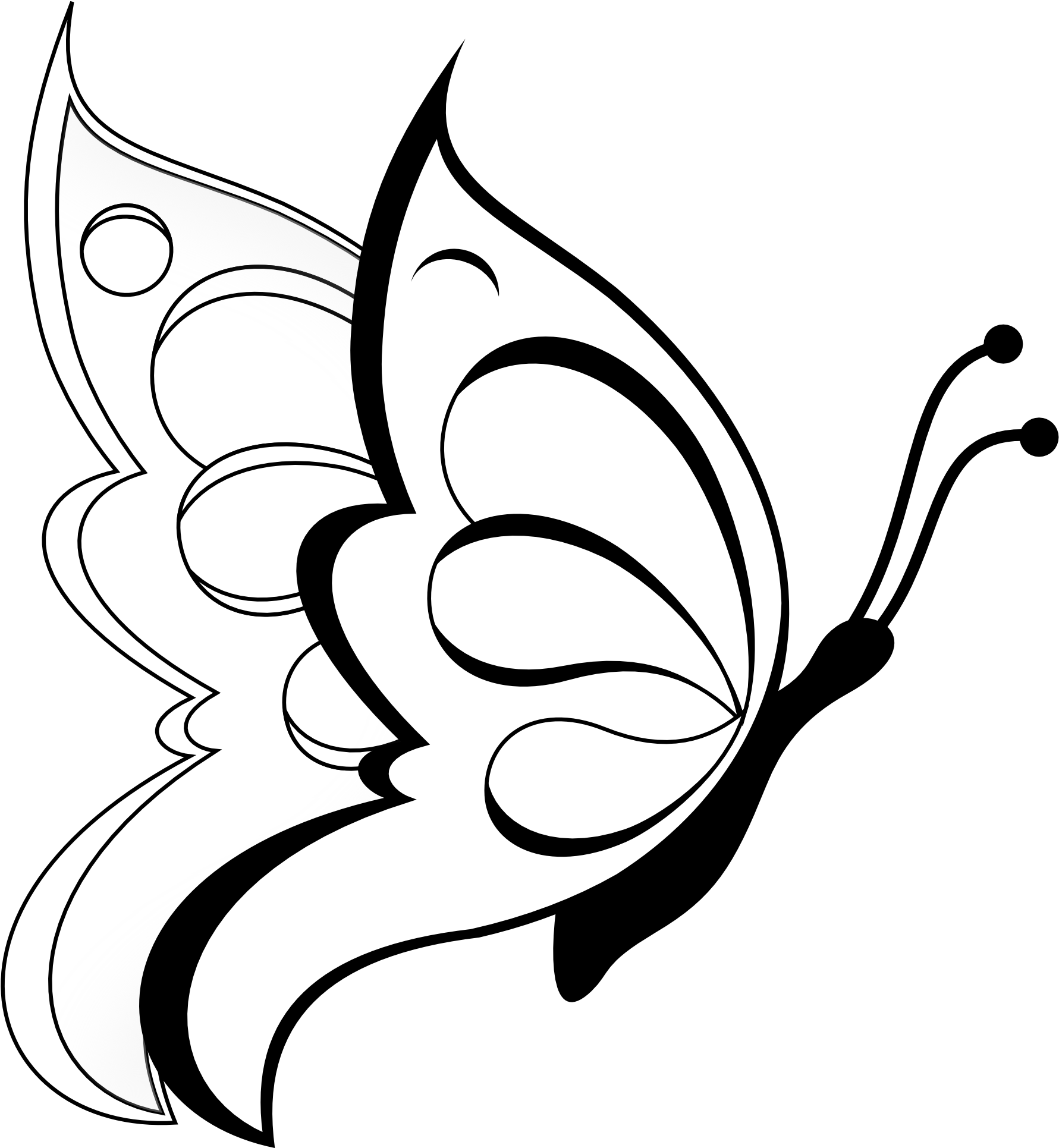 95 Simple Paintings Of Flowers Black And White - Butterfly Drawing (1979x2045), Png Download