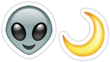 "alien & Moon Emojis" Stickers By Foxtail-arts987 - Transparent Background Moon Emoji (375x360), Png Download