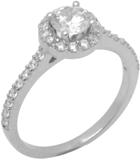 14k White Gold Diamond Ring Main Central Stone Size - Ring (800x800), Png Download