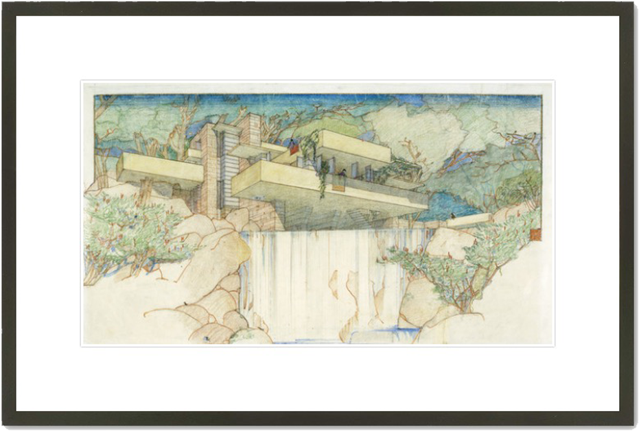 Flw Fallingwater Framed Archival Print - Frank Lloyd Wright Concept (1000x1000), Png Download