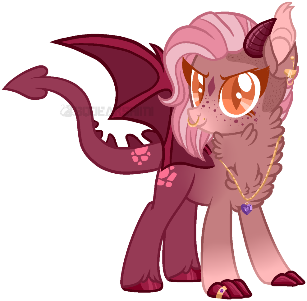 Squeakshimi, Dracony, Female, Hybrid, Nose Piercing, - Cartoon (1032x1024), Png Download