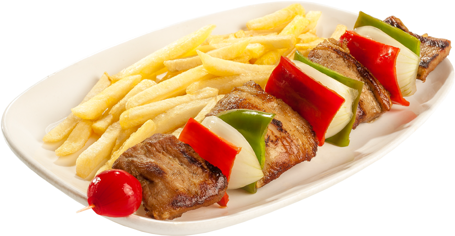 Pincho De Cerdo - Pincho Cerdo Con Papas (900x554), Png Download
