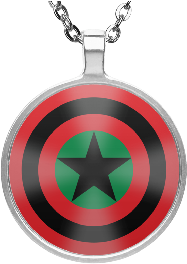 Black Star Shield [glow] Necklace - Pug Christmas Wreath Round Pendant Necklace (1060x1060), Png Download
