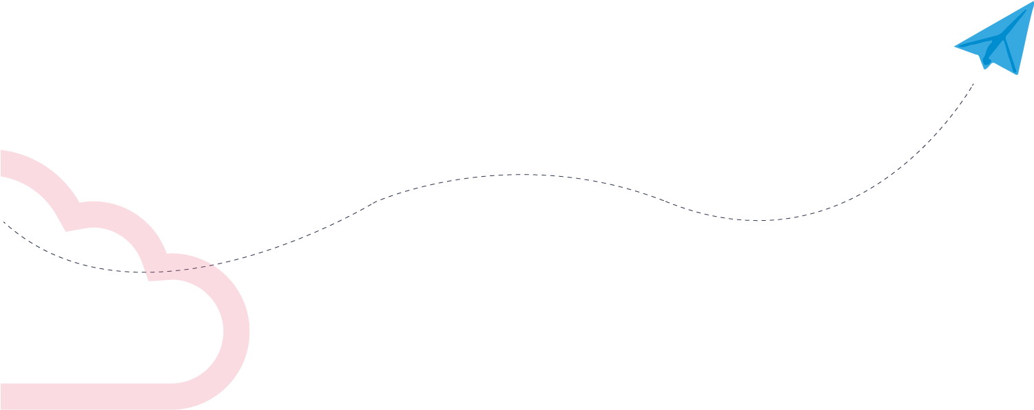 Pink Cloud With A Blue Paper Aeroplane - Blue (1920x630), Png Download