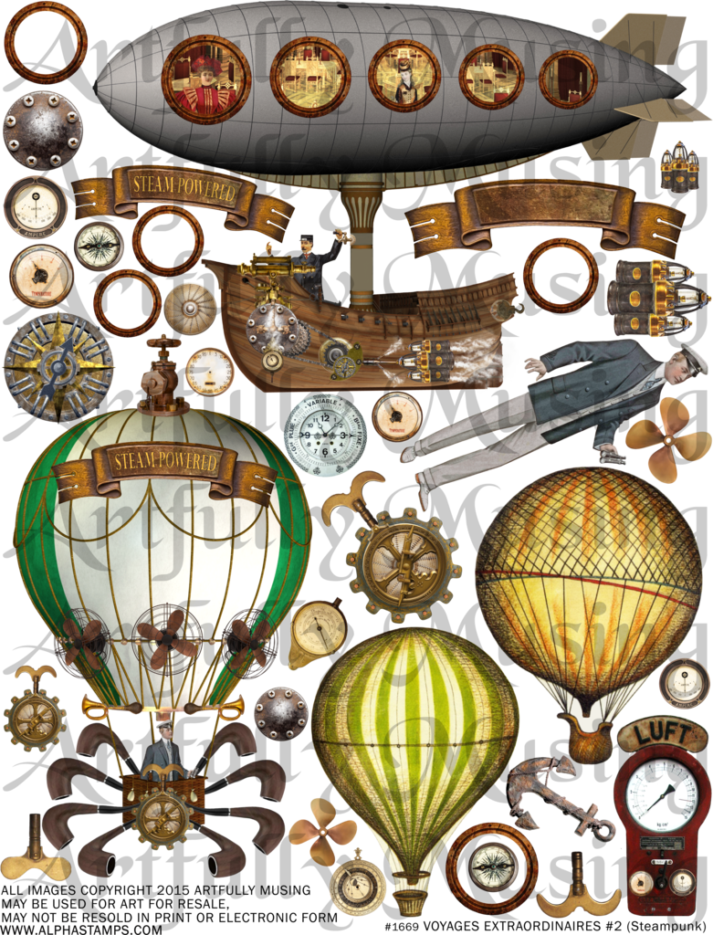 Voyages Extraordiniares Steampunk Shadowbox & Diorama - Rossi Klappkarten-set 'fesselballon' In Einer Metalldose, (781x1024), Png Download