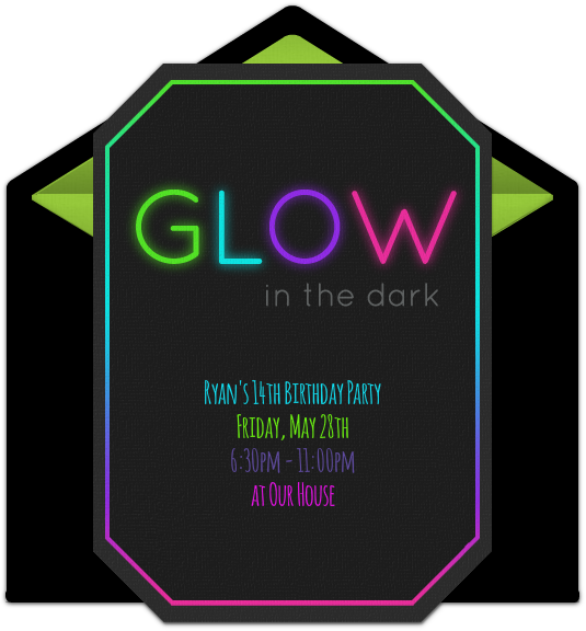 Glow In The Dark Online Invitation - Free To Print Glow In The Dark Invitations (650x650), Png Download