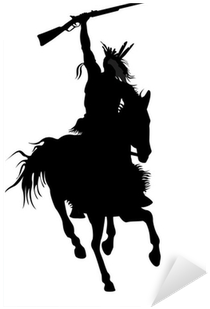 Silhouette Of Indian Warrior On A Horse With A Weapon - Keep Calm And Carry On (400x400), Png Download