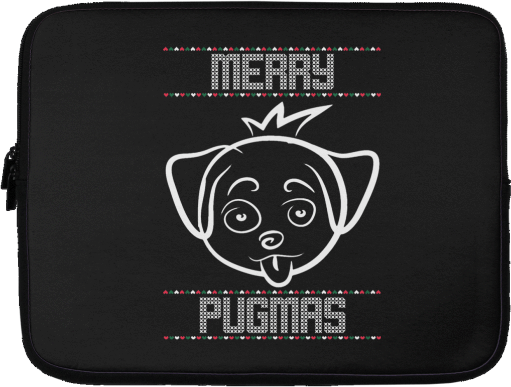 Merry Pugmas Cartoon Pug Laptop Sleeves - Ugly Christmas Sweaters Merry Pugmas (1024x1024), Png Download